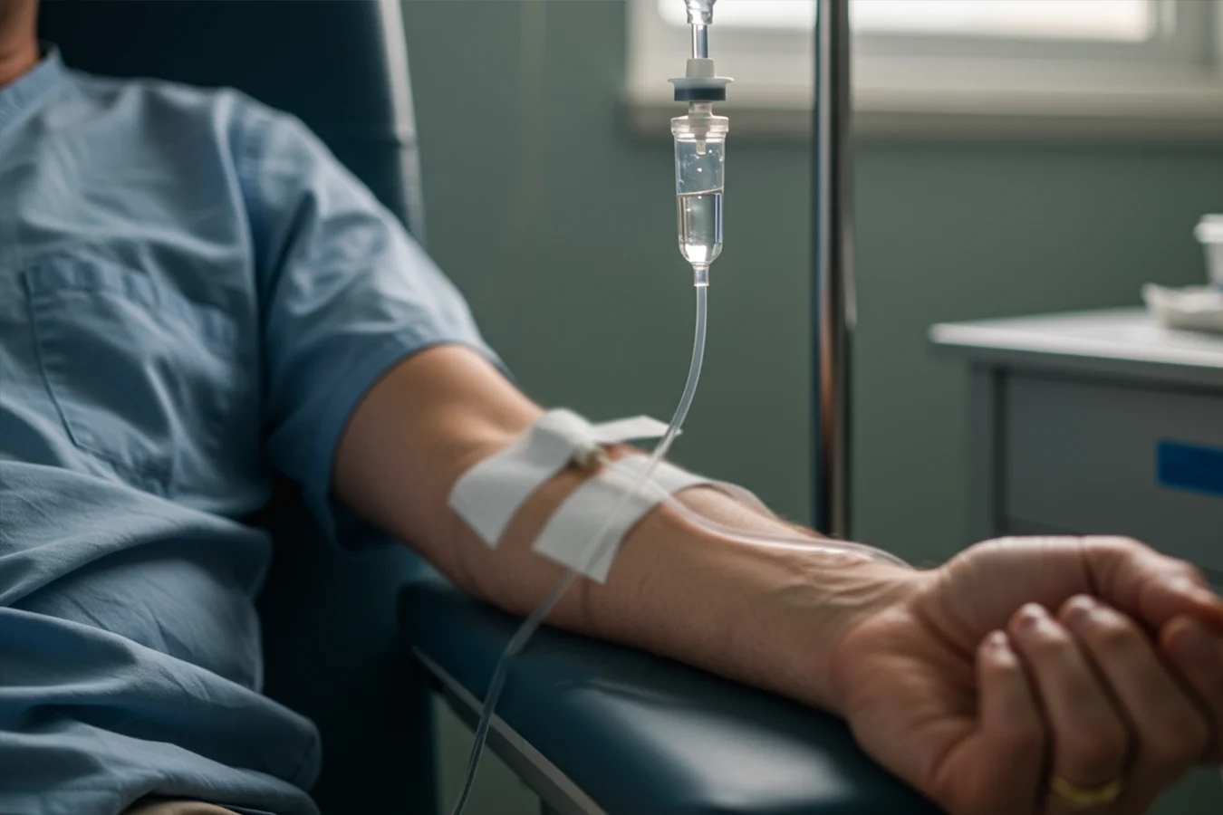 Фото руки во время процедуры капельницы